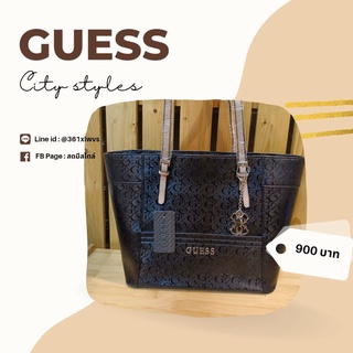 GUESS Classic Tote Bag กระเป๋า กระเป๋าสะพายข้าง หนังทรงคลาสิค สีดำ (Spaylater 0%x6 เดือน)