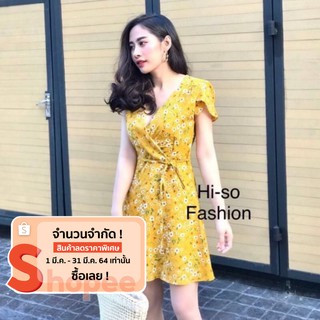 🍎 Korea petal floral dress🌼เดรสไขว้หน้าแขนบัว