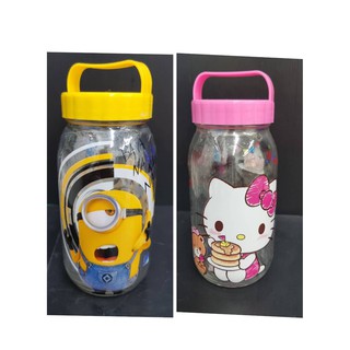 โหลแก้วกลมลาย KITTY / MINION  ขนาด 19*8*8 ซม ฝาปิดหมุนพร้อมที่จับ โถแก้ว  เหมาะสำหรับใส่ขนม เครื่องปรุง 1000ml ลิขสิทธิ์