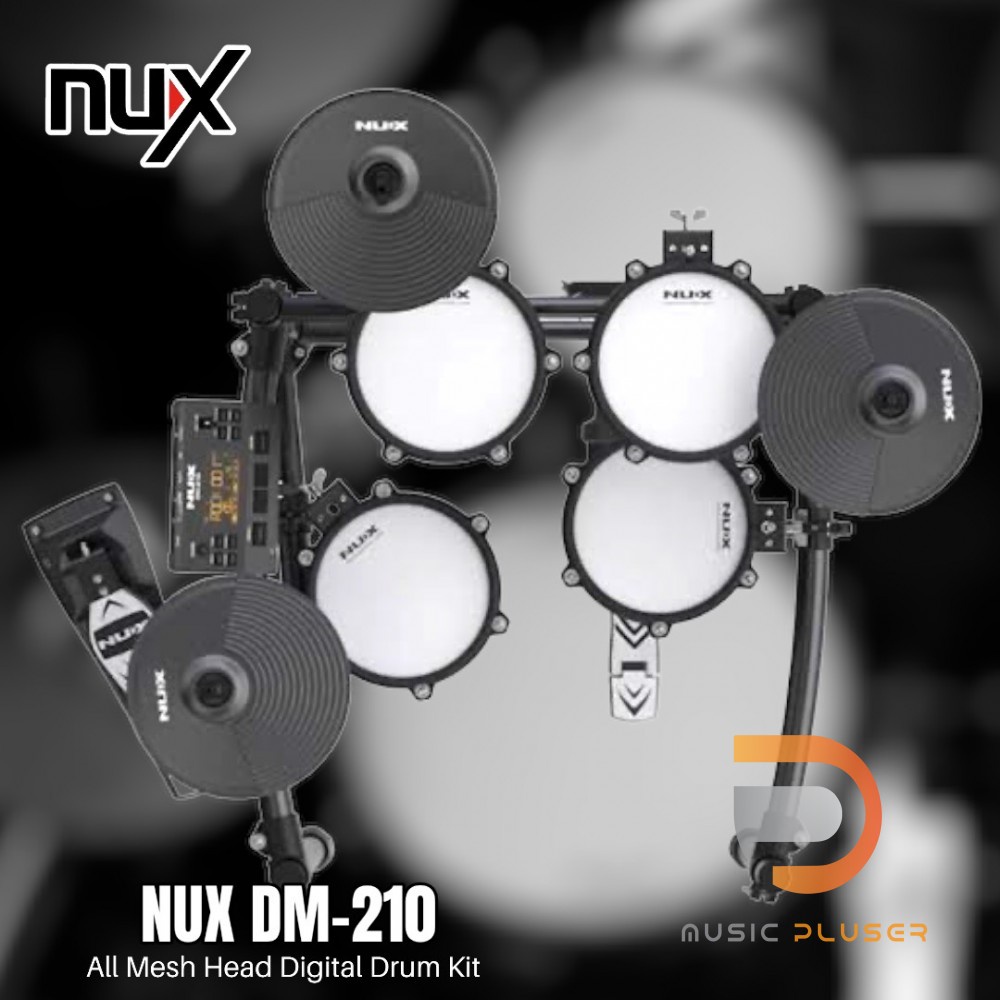 กลองไฟฟ้า NUX DM-210 All Mesh Head Digital Drum Kit กลองไฟฟ้าหนังกลองแบบตาข่าย (หนังมุ้ง)สามารถปรับแต่งพารามิเตอร์ต่างๆ