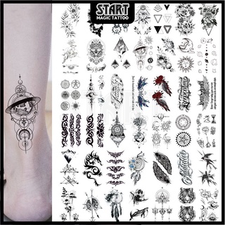 【Start Magic Tattoo】สติกเกอร์รอยสักชั่วคราว กันน้ํา ติดทนนาน 10 ซม. × 6 ซม. 2 สัปดาห์ 15 วัน 080