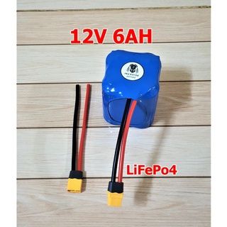 แบตเตอรี่ลิเธียมฟอสเฟต 12V 6AH LiFePo4 BMS 30A  พร้อมใช้