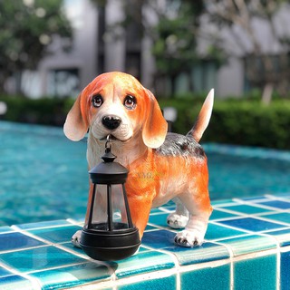 ไฟตุ๊กตาโซล่าเซลล์ ประดับสวน Beagle 1 LED (แสง : เหลืองวอมไวท์) โคมไฟพลังแสงอาทิตย์ ไฟโซล่าเซลล์