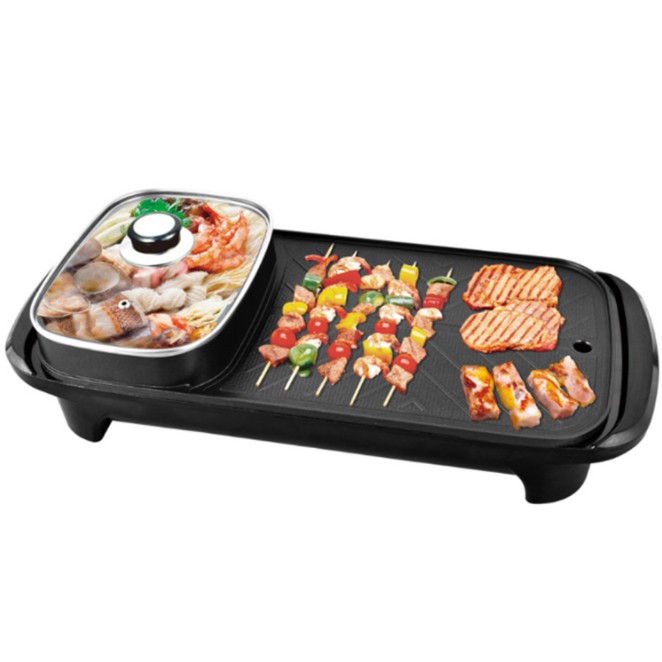 Yobear เตาไฟฟ้าปิ้งย่าง เตาปิ้งย่าง กระทะย่างไฟฟ้า BBQ ทรงยาว + ช่องใส่น้ำ กระทะปิ้งย่าง กะทะ หมูกะท