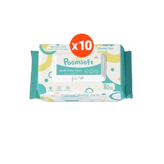 [10DD22 ลด35บาท]【24h to send】Poomsoft ทิชชู่เปียก Baby Wipes 80แผ่นx10แพ็ค (800 แผ่น) ทิชชู่เปียกเด็ก กระดาษทิชชู่เปียก