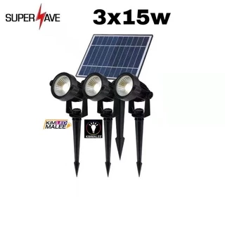 ไฟปักดินโซล่าsolar150w 3-4 หัวแยก วัสดุอลูมิเนียม สว่างไม่จกตา ไฟสนามไฟ ปักสวน ไฟตกแตLED 3*30w