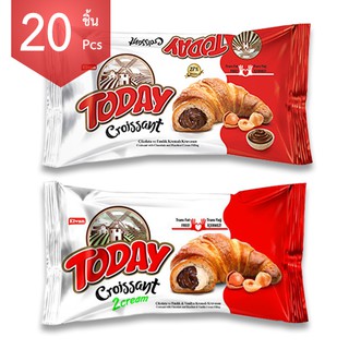 ครัวซอง ทูเดย์ ใส้ช็อกโกแลต 45ก. แพ็ค20ชิ้น TODAY CROISSANT CHOCOLATE CREAM FILLING 45G PACK 20PCS