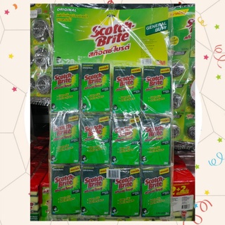 (พร้อมส่ง) Scotch Brite สก๊อตช์ไบรต์ สก็อตไบรท์ แผ่นใยขัดมีฟองน้ำ แผ่นใยขัด ขนาด จัมโบ้ 3.5*6 นิ้ว  1 แผง*12 ชิ้น