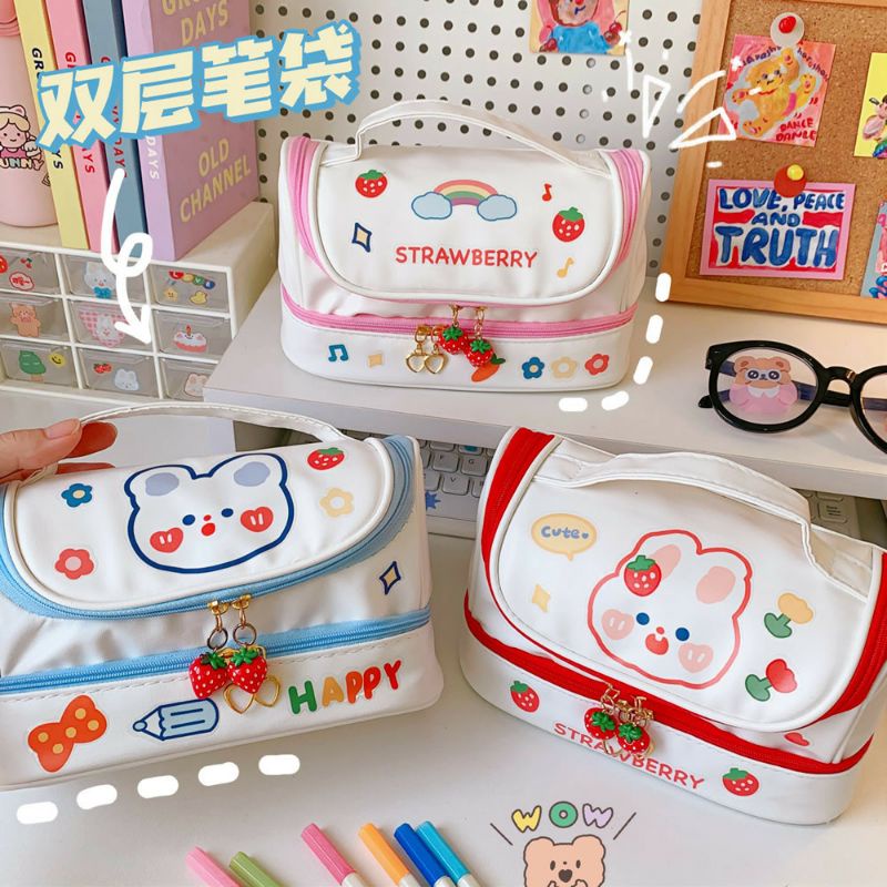 พร้อมส่งร้านไทย กระเป๋าใส่เครื่องเขียน ปากกา ดินสอ ขนาดใหญ่ 2ชั้น หลายช่อง กล่องใส่ปากกา กระเป๋าดินสอ เป๋านักเรียน