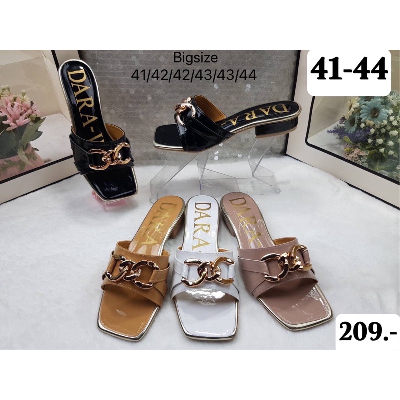 👠 sz.41-44งานแตะหนังแก้วงานหรู ส้น 1 นิ้ว เก็บได้เก็บน๊า