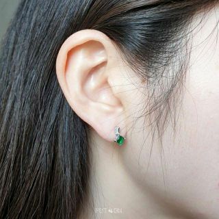 Emerald green diamond earrings