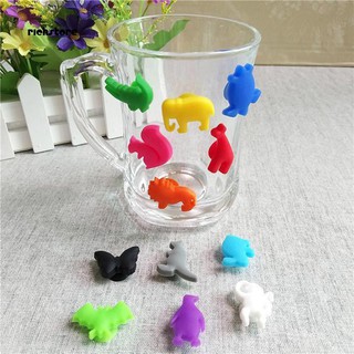 RichS_12Pcs/Set Cartoon Animal Silicone Suction Cup Wine Glasses Drinks Marker Tool