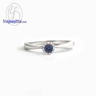 Finejewelthai-แหวนไพลิน-ไพลินแท้-แหวนเงินแท้-พลอยประจำเดือนเกิด-Blue-Sapphire-Silver-Ring-Birthstone-R1377bl