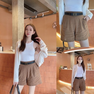 ครีม/เบจ/น้ำตาล/ดำ 🎹 SLYQ ROME BASIC LINEN SHORTS กางเกงขาสั้นผ้าคอตตอนลินิน