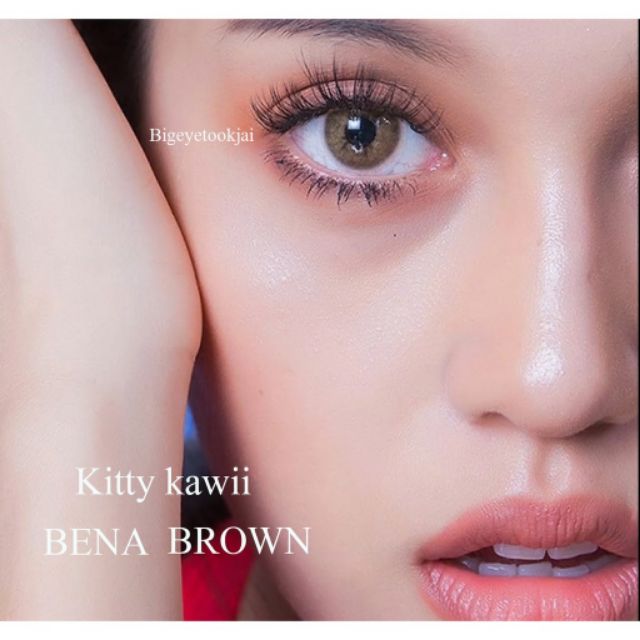 💖 Kitty Kawaii Bena brown gray สายตา -00 ถึง -1000 Contactlens คอนแทคเลนส์.