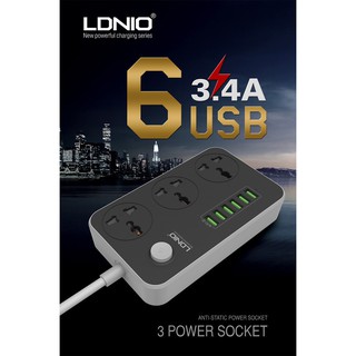 ส่วนลด LDNIO SC3604 Power Strip with 3AC Sockets+6USB Ports - Black