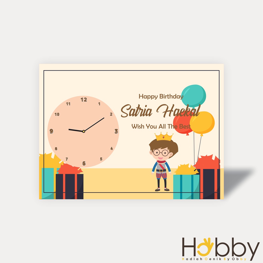 UNIQUE WALL CLOCK CUSTOM CHARACTER NAME WOODEN วันเกิดของขวัญ AESTHETIC BABY BOY SITTING TABLE ของขว