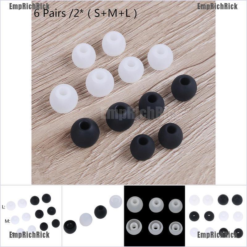 Emprichrick หูฟังอินเอียร์ซิลิโคน 6 คู่ / 2 X (S + M + L)