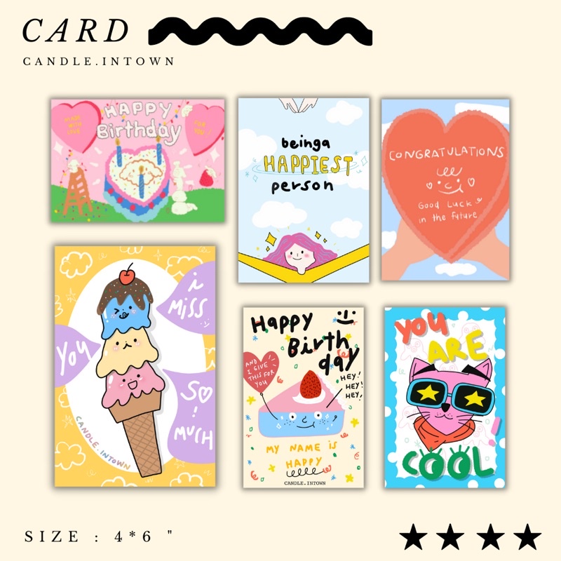 ❣️กรณีสั่งการ์ดอย่างเดียวขั้นต่ำ 4ใบ❣️  Card การ์ดอวยพรวันเกิด ปัจฉิม วันพิเศษ (ex. Happy birthday, Congratulations  )