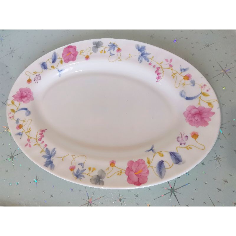 จานเปล จานโอปอล Opal glass Cuizimate 14นิ้ว แบบหนาใบใหญ่