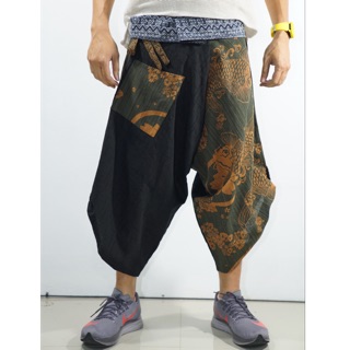 Samurai Pants ซามูไรเอวมัดลายปลาคราฟดอกไม้