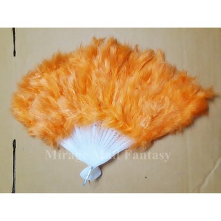 พัดขนนก Fan สีส้ม