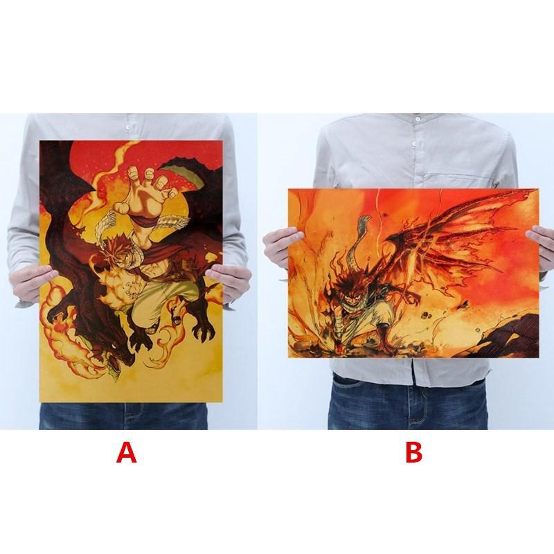 สติกเกอร์โปสเตอร์กระดาษคราฟท์ ลายการ์ตูนอนิเมะ Fairy Tail สไตล์วินเทจ สําหรับตกแต่งผนังบ้าน