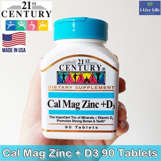 แคลเซียม แมกนีเซียม ซิงค์ + วิตามินดี 3 Cal Mag Zinc + D3 90 Tablets - 21st Century