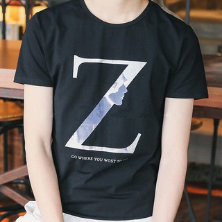 เสื้อยืดผู้ชาย คอกลม แขนสั้น สกรีน Z (สีดำ) รหัส MSZO101