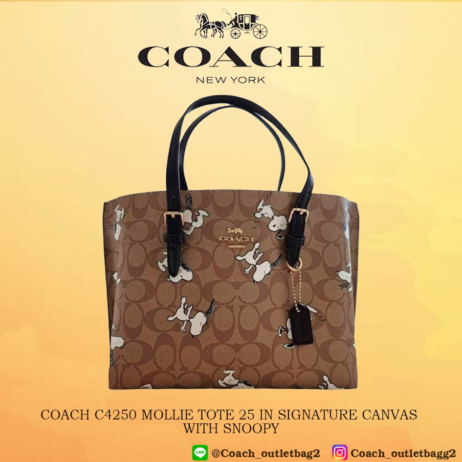 COACH C4250 MOLLIE TOTE 25 IN SIGNATURE CANVAS WITH SNOOPY