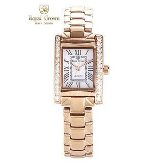 Royal Crown นาฬิกาผู้หญิง รุ่น 6306 สี Rose Gold สแตนเลส  (แถมแหวนเพชร CZ &amp; ต่างหูพลอยแท้)