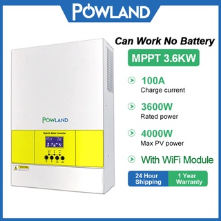 Powland 3.6KW อินเวอร์เตอร์ไฮบริด MPPT 100A Hybrid Inverter 24V คลื่นไซน์บริสุทธิ์พร้อม WiFi 【SMG-II-3.6KW-Wifi】