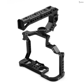 Andoer Aluminum Alloy Camera Cage + Top Handle Kit Replacement for  EOS R5 R6 DSLR camera with 1/4 Inch Screw Holes Dual Cold Shoe Mounts Camera Video Rig