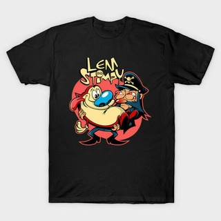 [S-5XL]เสื้อยืด ผ้าฝ้าย ทรงหลวม ขนาดใหญ่ พิมพ์ลาย Ren Stimpy Lem Rock Heavy Metal Music สําหรับผู้ชาย