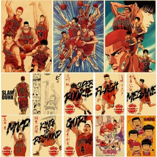 โปสเตอร์กระดาษคราฟท์ พิมพ์ลายอนิเมะ Slam Dunk HD สไตล์วินเทจ สําหรับตกแต่งบ้าน บาร์