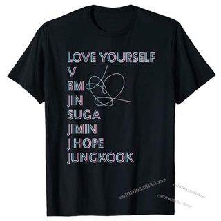 เสื้อยืด พิมพ์ลาย Kpop Bangtan Boy Love Yourself Jin Jimin J-hope Jungkook Name แฟชั่นสําหรับผู้ชายS-5XL