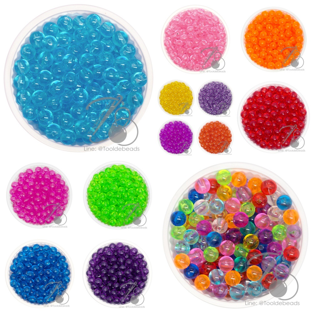 ลูกปัดตราจระเข้ ทรงกลม สีใส (100 กรัม) ลูกปัดเม็ดเล็กกลม