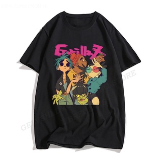 เสื้อยืดพิมพ์ลายแฟชั่น เสื้อยืดลําลอง ผ้าฝ้าย แขนสั้น พิมพ์ลาย Gorillaz แร็ปเปอร์ วงร็อค Gorillaz สไตล์ฮิปฮอป แฟชั่นฤดูร