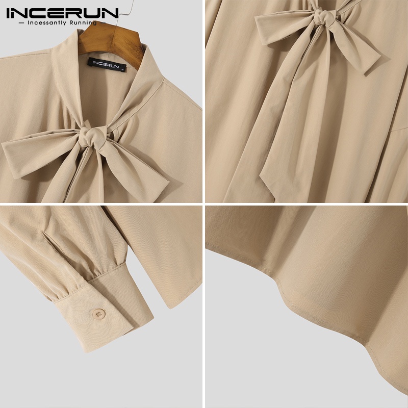 Incerun เสื้อเชิ้ตแขนยาว ลําลอง ทรงหลวม สีพื้น แฟชั่นสําหรับผู้ชาย
 - รูปที่ 7