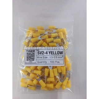 หางปลาแฉกหุ้ม SV2-4 100ตัว/ถุง วัสดุทองแดงแท้ หางปลาก้ามปู แฉกหุ้มฉนวน SV1.25-3.5 SV2-3.5