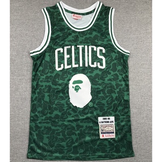 ใหม่ NBA Boston Celtics สําหรับผู้ชาย #เสื้อกีฬาบาสเก็ตบอล ปักลาย BAPE 93 สีเขียว