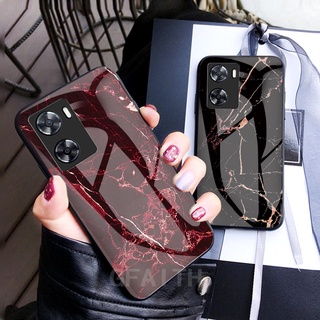 Hot Sales New เคส OPPO A57 4G 2022 / A77 5G / A96 4G / A76 High Quality Tempered Glass Ultra Thin Hard Marble Emerald Cover เคสโทรศัพท์ Oppo A57 OPPOA77 Camera Lens Protection