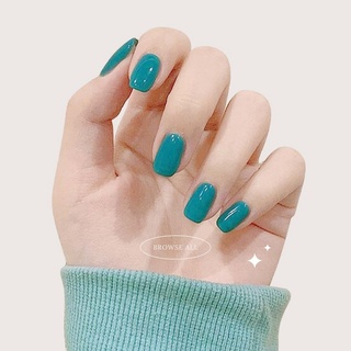 24pcs Simple Blue Acrylic Nails #4