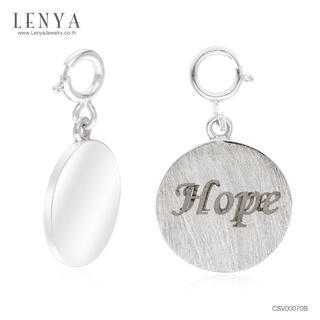 Lenya Jewelry ชาร์มแท็กนำโชคแผ่นกลม ตัวเรือนเงินแท้925 ชุบทองคำขาว พิมพ์คำว่า Hope