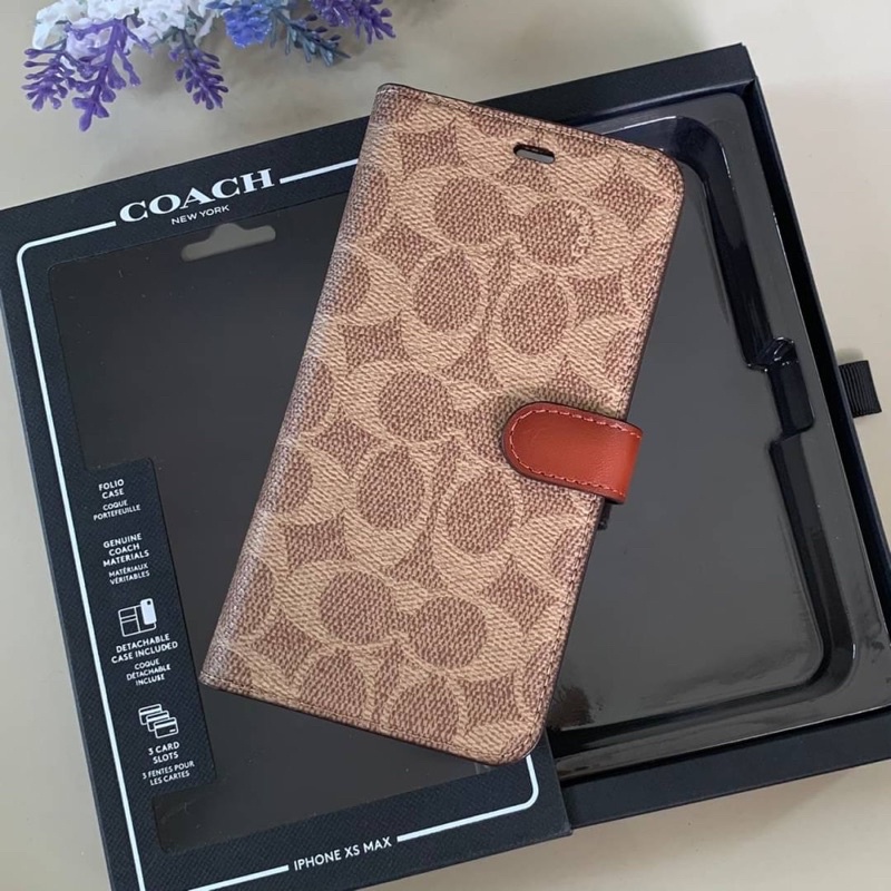 เคสใส่โทรศัพท์ Coach “iphone XS MAX “ case folio in signature canvas