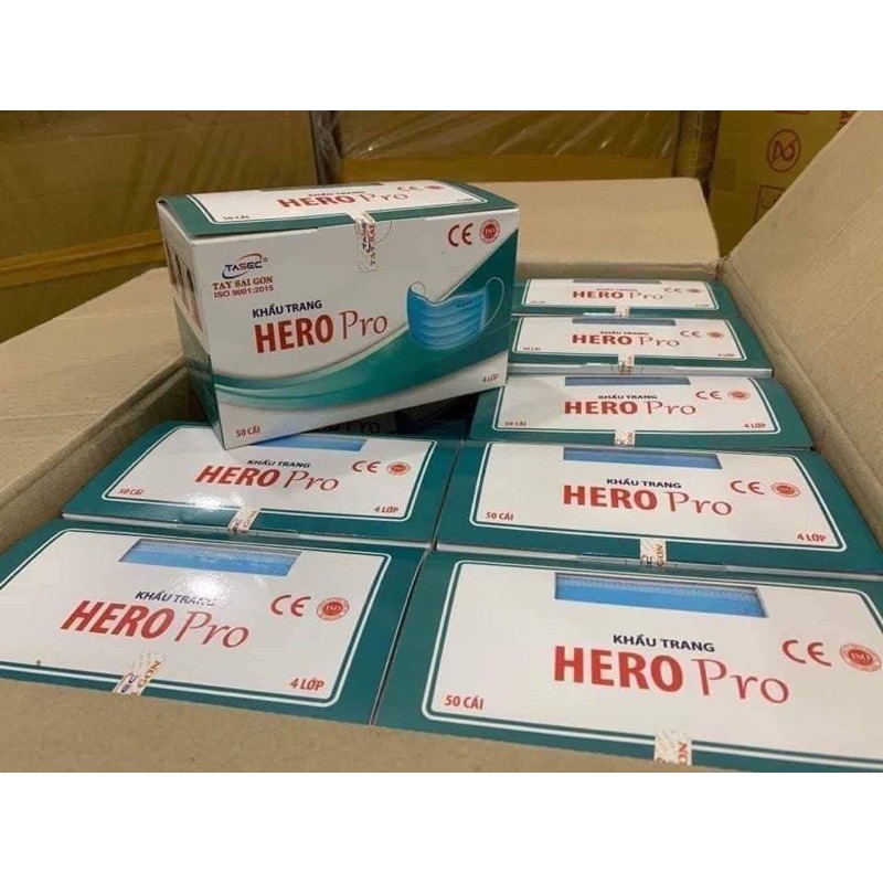 🔥ของเเท้ 100% 🚚 หน้ากากอนามัย”HERO PRO”  50ชิ้น/กล่อง พร้อมแผ่นกรอง 4 ชั้น ป้องกันฝุ่นละอองขนาด PM 2.5 มีราคาส่ง