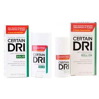 Certain Dri Solid 48 g + Certain Dri Roll-On 35.5 ml (เปลี่ยนแพ็คเกจจิ้งใหม่แล้ว!!!)