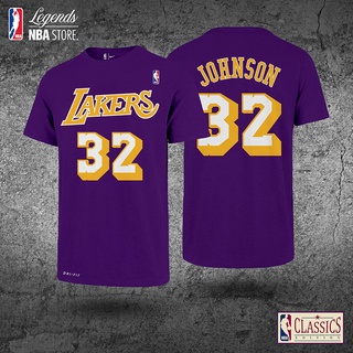 เสื้อยืดผ้าฝ้ายพิมพ์ลายแฟชั่นเสื้อยืด ลายบาสเก็ตบอล Nba Classic LA Lakers no. 32 มายากล จอห์นสัน