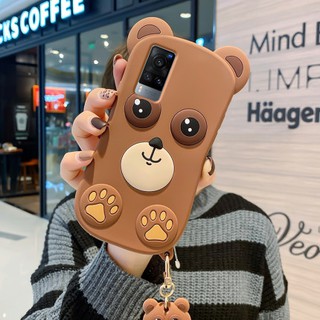 เคสโทรศัพท์มือถือ ซิลิโคนนิ่ม TPU การ์ตูน 3D คดี Cartoon Cute Bear Vivo V20Pro Y12S Y20 Y12A Y19 S1 X50 Pro X60 X21 X21UD Soft TPU Case Wear a lanyard pendant Silicone Cover