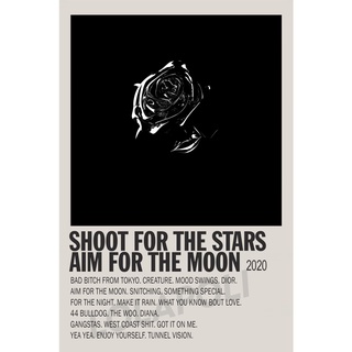 โปสเตอร์ มันวาว พิมพ์ด้านเดียว ขนาด A5 14.8 ซม. x 21 ซม. รูปปกอัลบั้ม The Stars Aim For The Moon - Pop Smoke